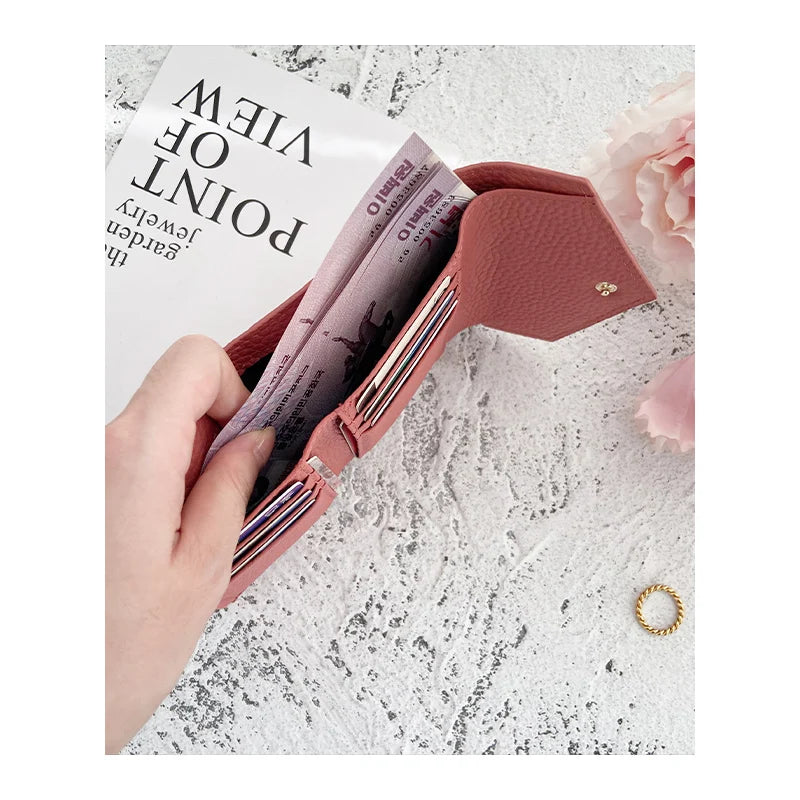 Korea Women's Short Folding Wallet Soft Leather Envelope Paper Bag
