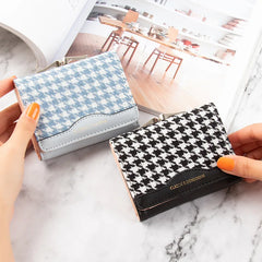 Canvas Plaid Short Purse Women's Change Clip Bag