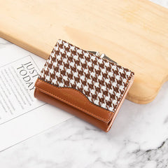 Canvas Plaid Short Purse Women's Change Clip Bag