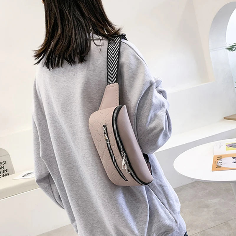 Diamond Lattice Ladies Chest Bag Female Shoulder Waist Packs