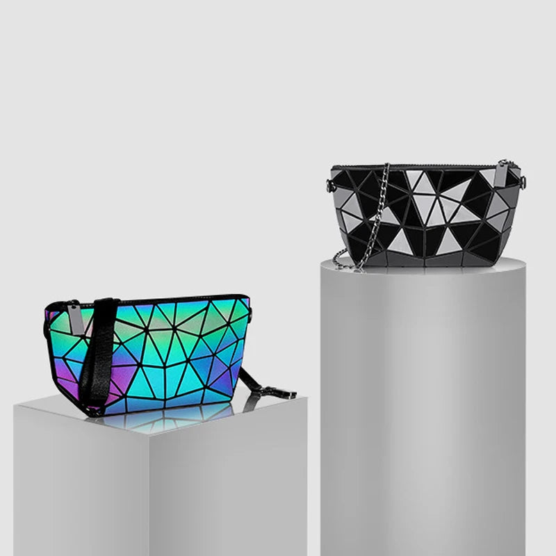 Luminous Geometric Chain Messenger Bag for Women