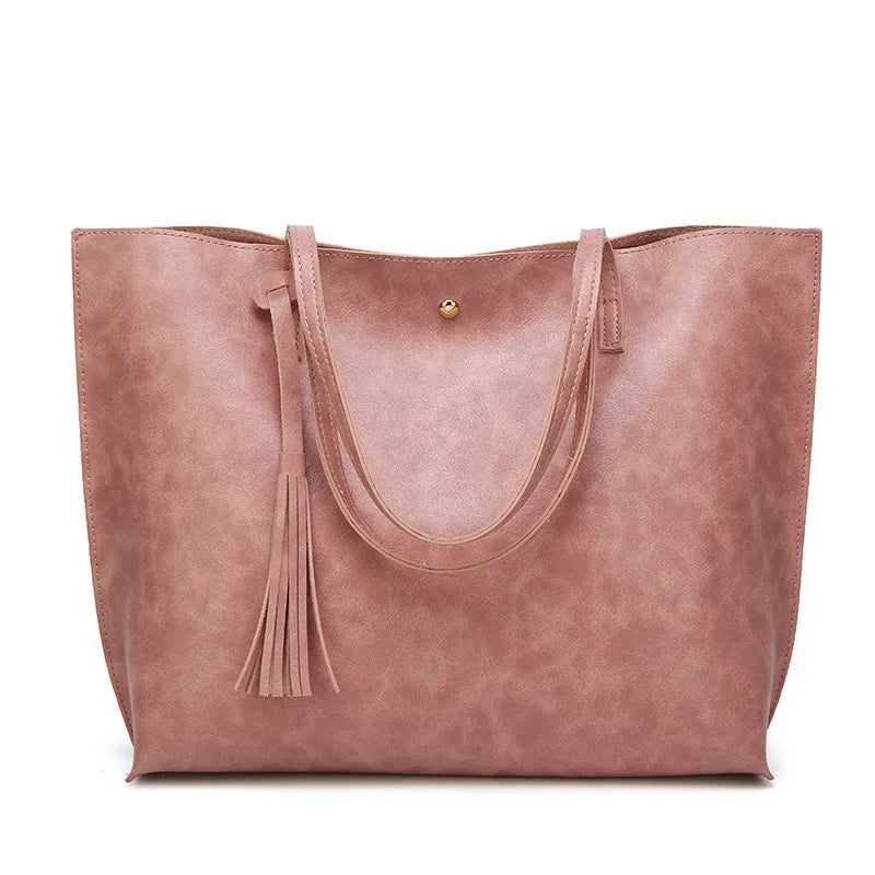 Women's PU Leather Shoulder Tote Bag Soft Leather Large Capacity