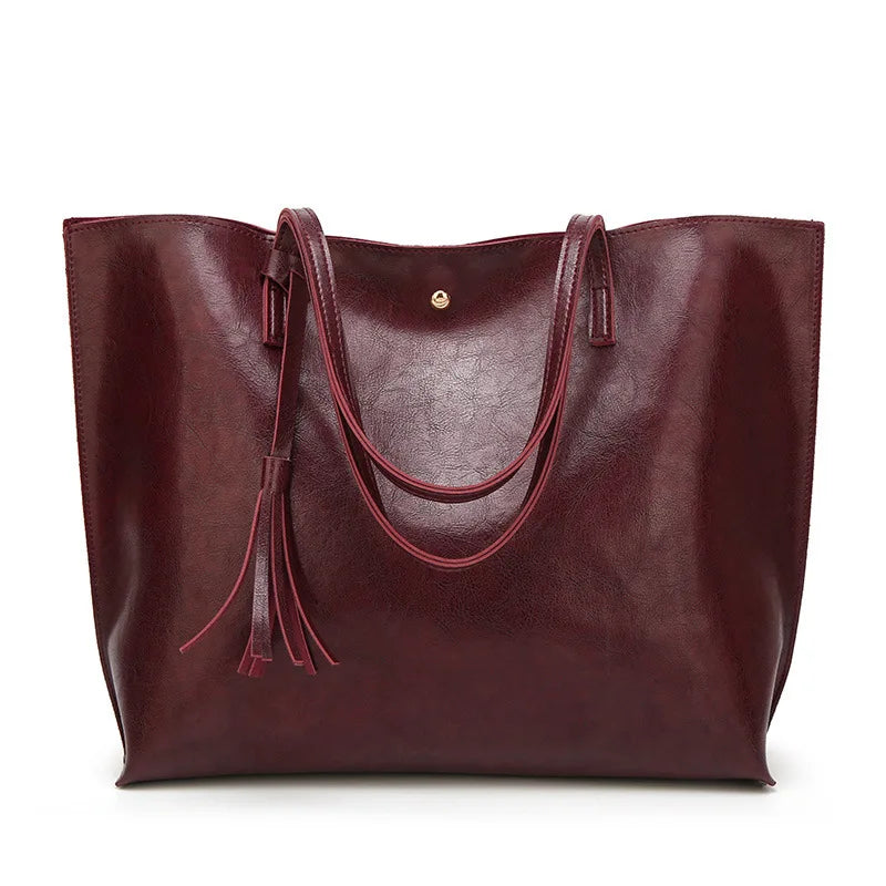 Women's PU Leather Shoulder Tote Bag Soft Leather Large Capacity
