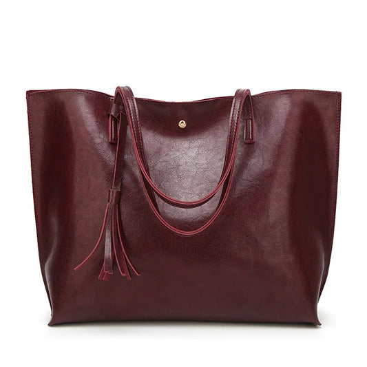 Women's PU Leather Shoulder Tote Bag Soft Leather Large Capacity