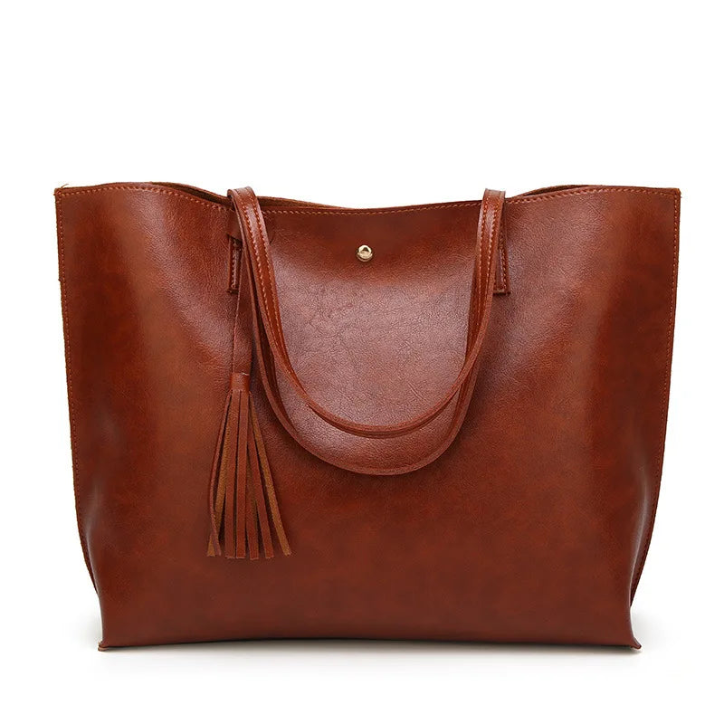 Women's PU Leather Shoulder Tote Bag Soft Leather Large Capacity