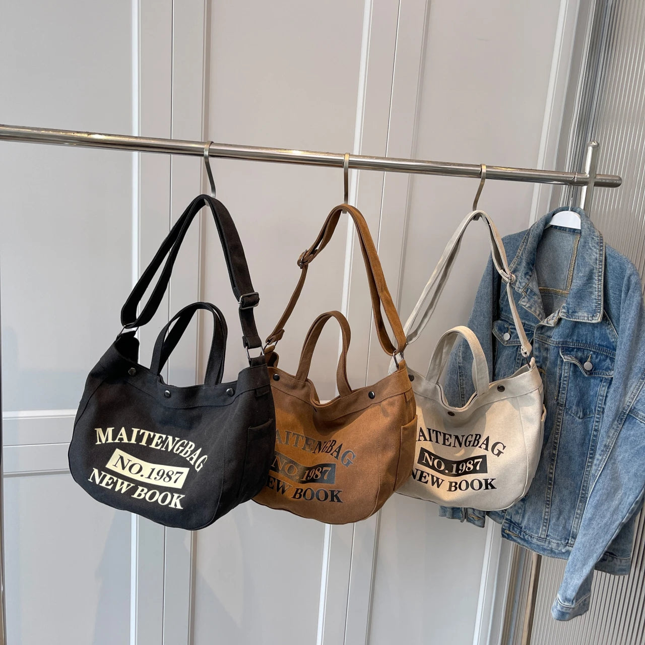 Large Capacity Soft Denim Shoulder Bags for Women