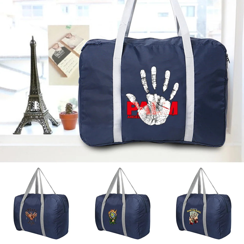 Large Capacity Duffle Bag Folding Travel Bags Luggage Hand Printed