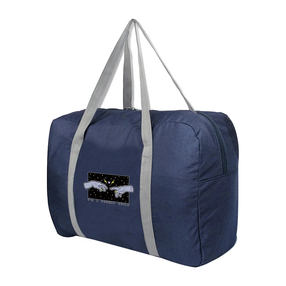 Large Capacity Duffle Bag Folding Travel Bags Luggage Hand Printed