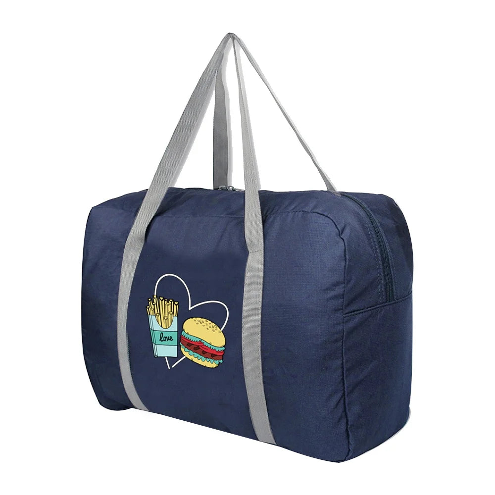 Food Printed Folding Travel Bag Duffle Men Women Luggage Handbag