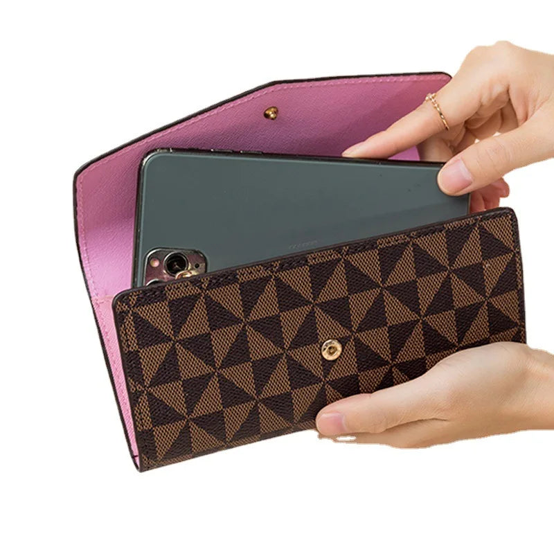 Large Capacity Soft Leather Wallet Printed Long Wallet For Womens Purse
