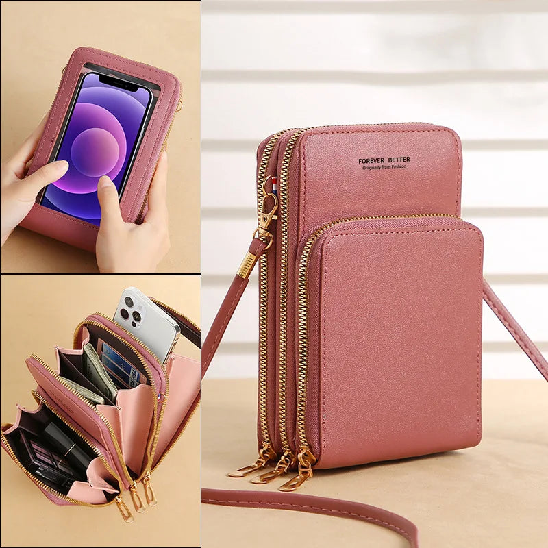 Large-capacity Touch-screen Cell Phone Bag Solid Mini Handbags