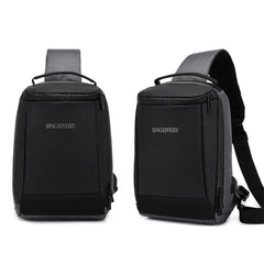 Men's Outdoor Canvas Chest Bag Messenger Bag With USB Charging