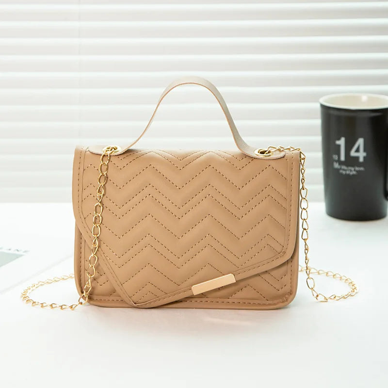 Embroidered Small Square Bag Shoulder Messenger Chain Handbag