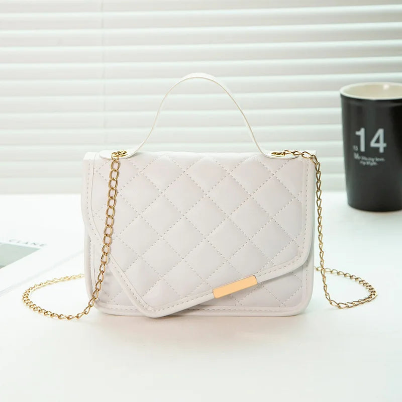 Embroidered Small Square Bag Shoulder Messenger Chain Handbag