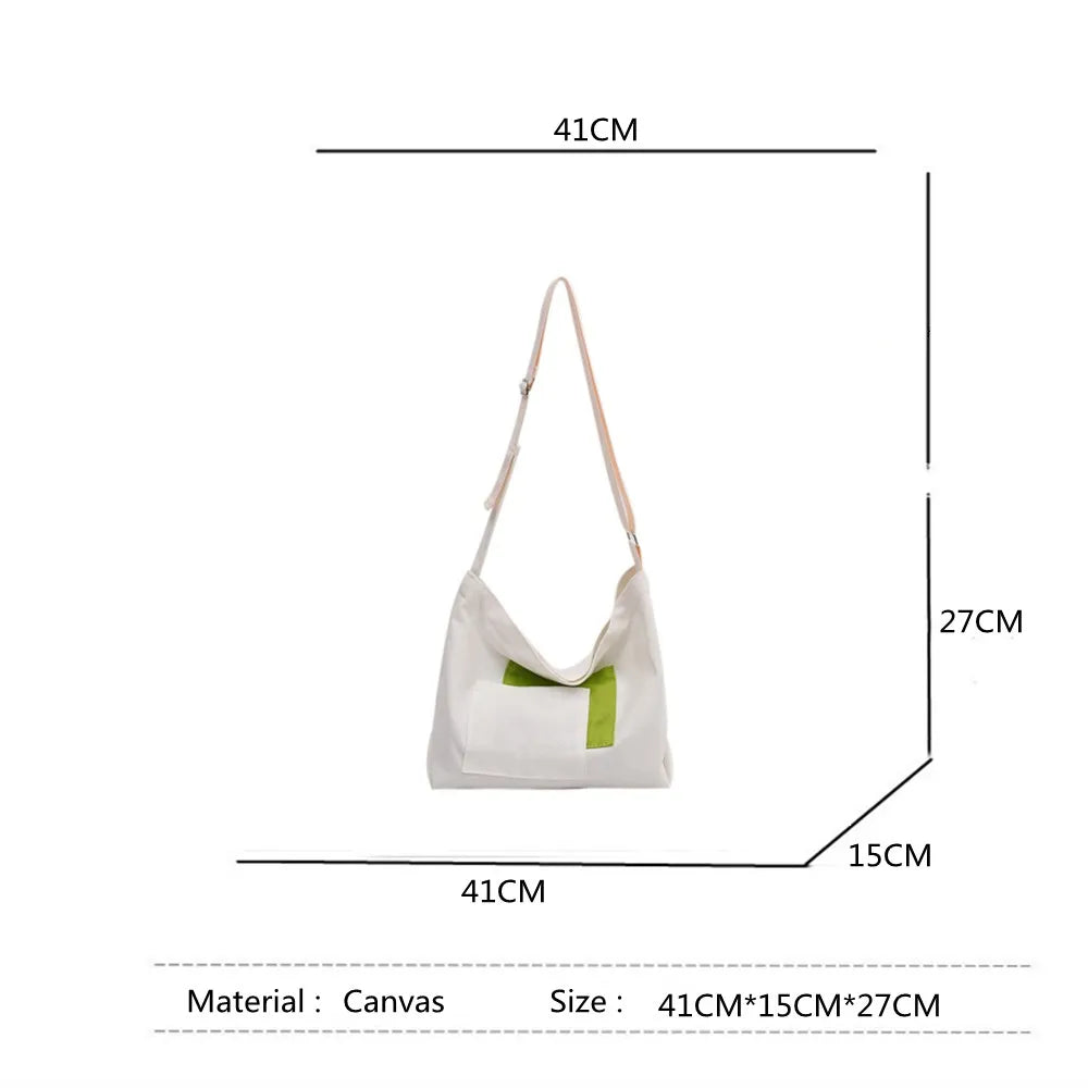 Canvas Shoulder Bag for Women, Large Capacity Denim Fatchel