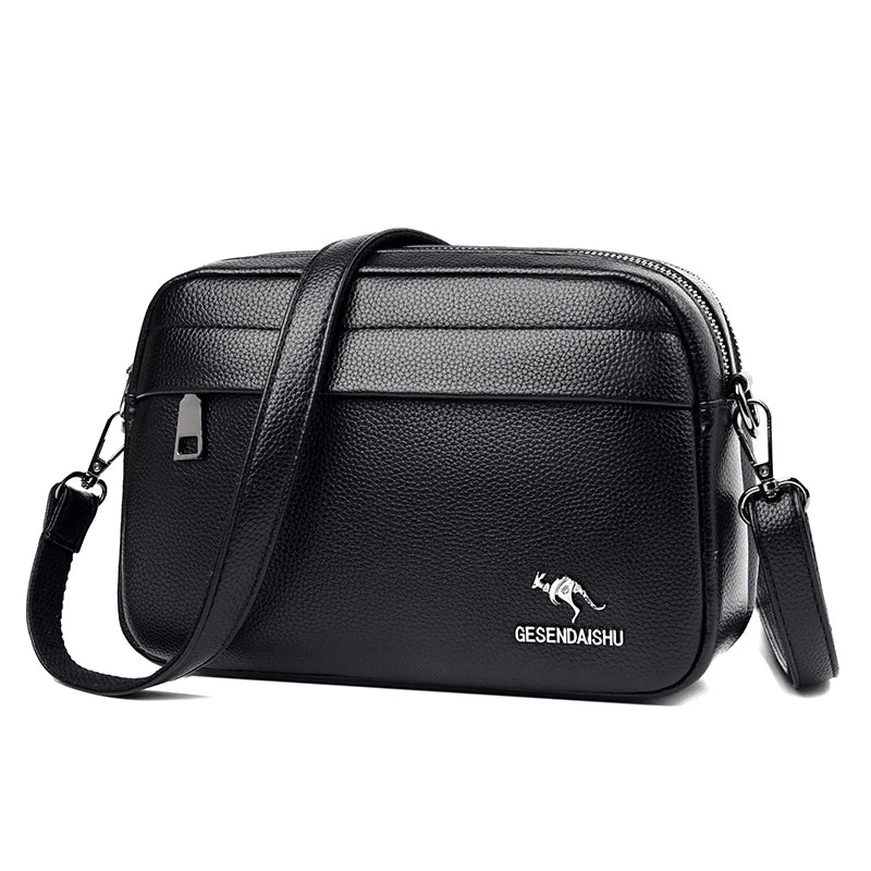 Split Leather Women Shoulder Bag Solid Handbag Mobile Phone Purse