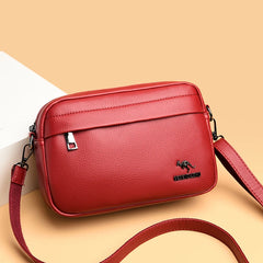 Split Leather Women Shoulder Bag Solid Handbag Mobile Phone Purse