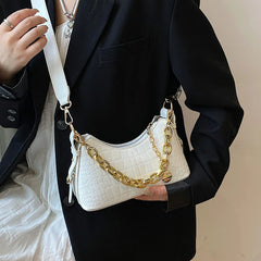 Women Stone Pattern Pu Leather Handbags Crocodile Chain Shoulder Bags