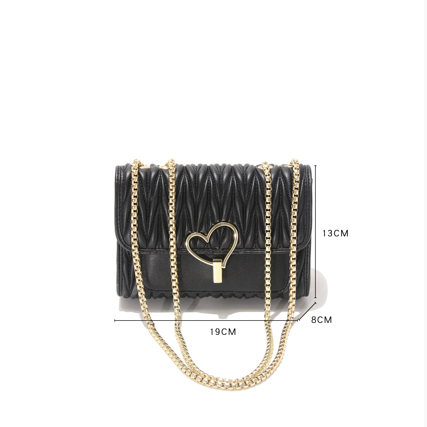 Women's Crossbody Chain Bag Golden Straps Lightweight Shoulder Bag