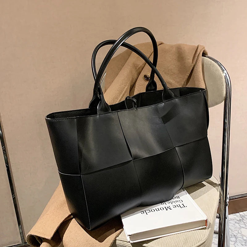 Braided Tote Bag High Women's PU Large Shoulder Bag