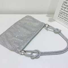 Hobo Shoulder Bag with Shining Rhinestones