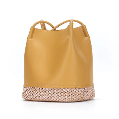 Soft Leather Bucket Bag Small Handheld Lady Handbag
