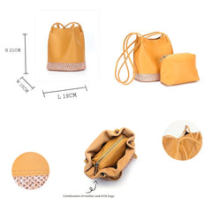 Soft Leather Bucket Bag Small Handheld Lady Handbag