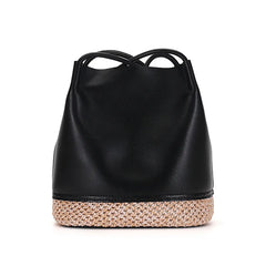Soft Leather Bucket Bag Small Handheld Lady Handbag