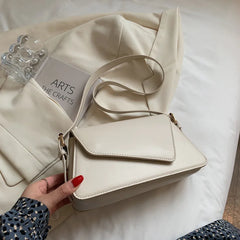 Leather Armpit Bag Women Shoulder Handbag Crossbody Small Square Bag