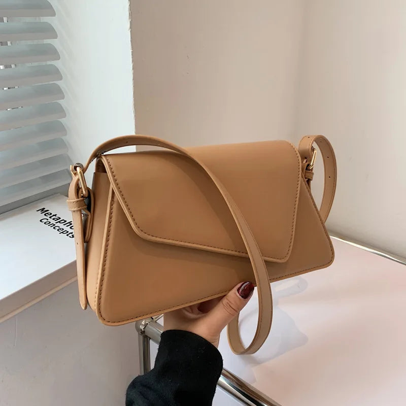 Leather Armpit Bag Women Shoulder Handbag Crossbody Small Square Bag