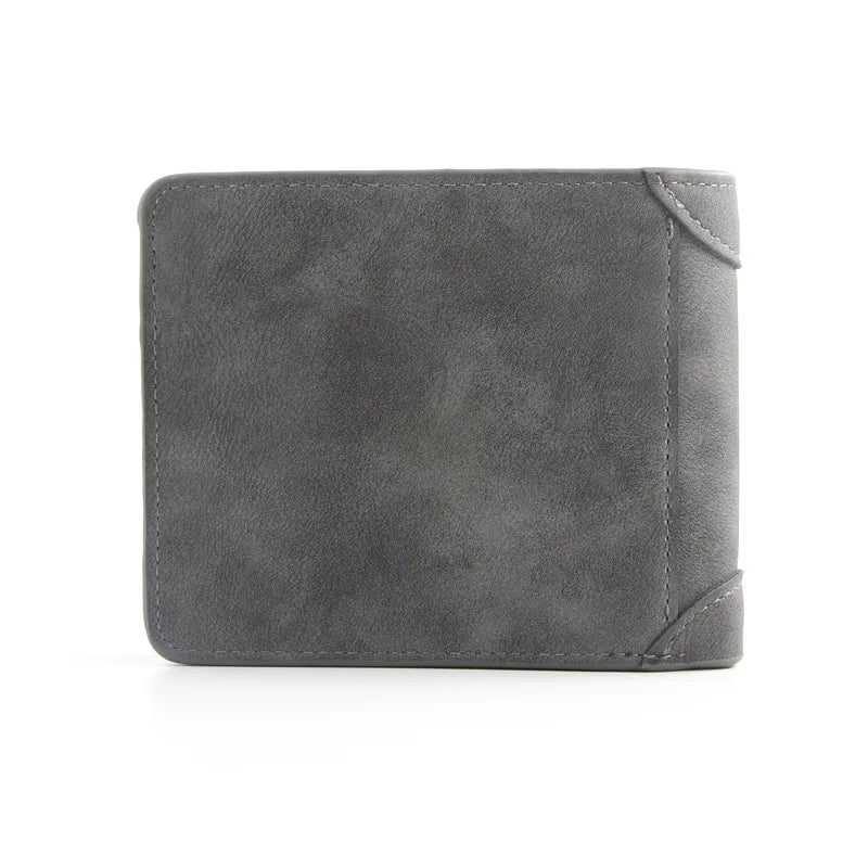 Men's Short Frosted Leather Wallet Retro Two Fold Vertical