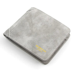 Men's Short Frosted Leather Wallet Retro Two Fold Vertical