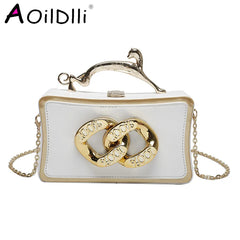 Leopard Handle Crossbody Bag Small Chain Clutch Purse