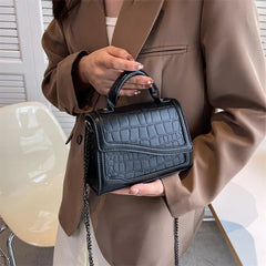 Green Stone Pattern Leather Handbag Chain Shoulder Bags