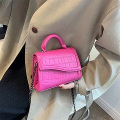 Green Stone Pattern Leather Handbag Chain Shoulder Bags
