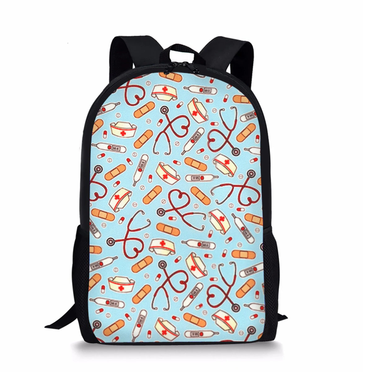 Medical Tool Print Girl School Backpack Zipper Style