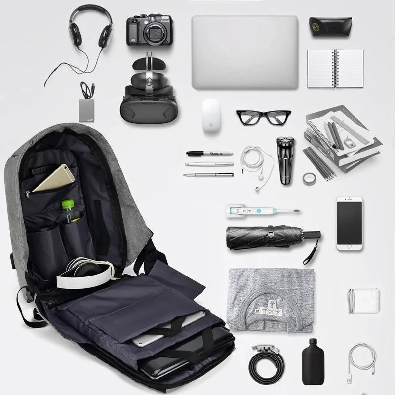 Anti-theft Waterproof Business Backpack 15 Inch USB Rechargeable