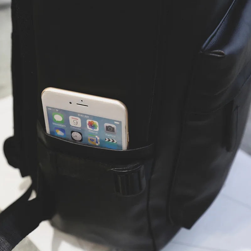 Men's Business Backpack Soft Leather Women's Bag