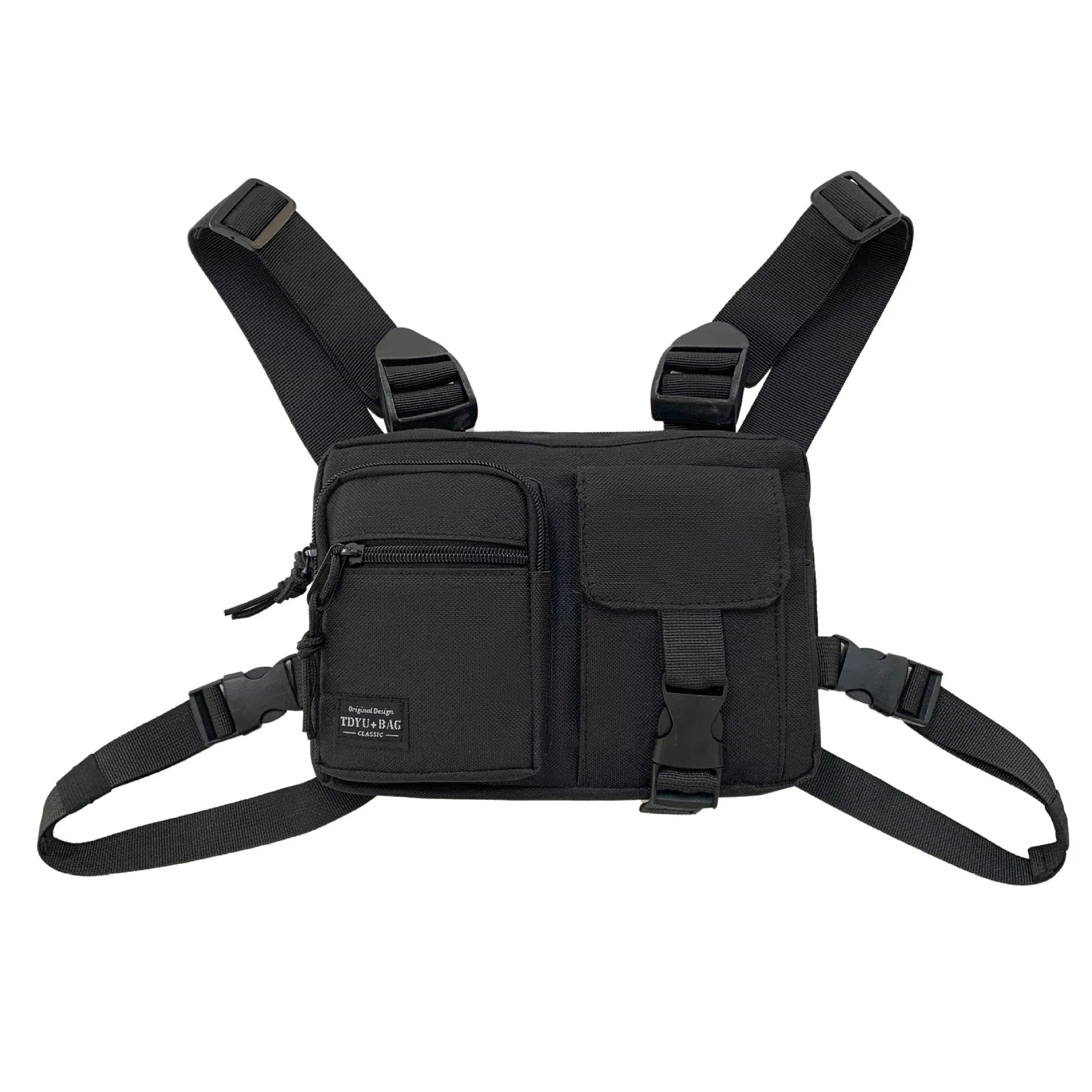 Orange Gray Techwear Vest Bag Chest Backpack Multi-Pockets