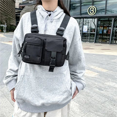 Orange Gray Techwear Vest Bag Chest Backpack Multi-Pockets
