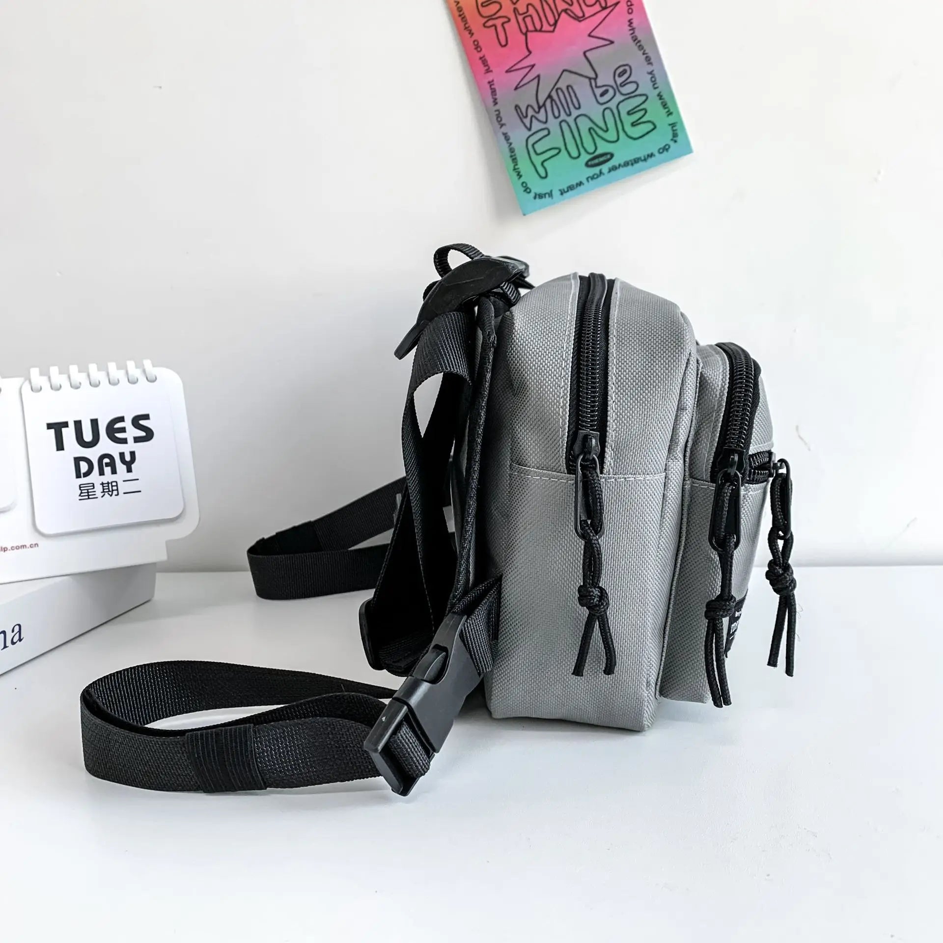 Orange Gray Techwear Vest Bag Chest Backpack Multi-Pockets