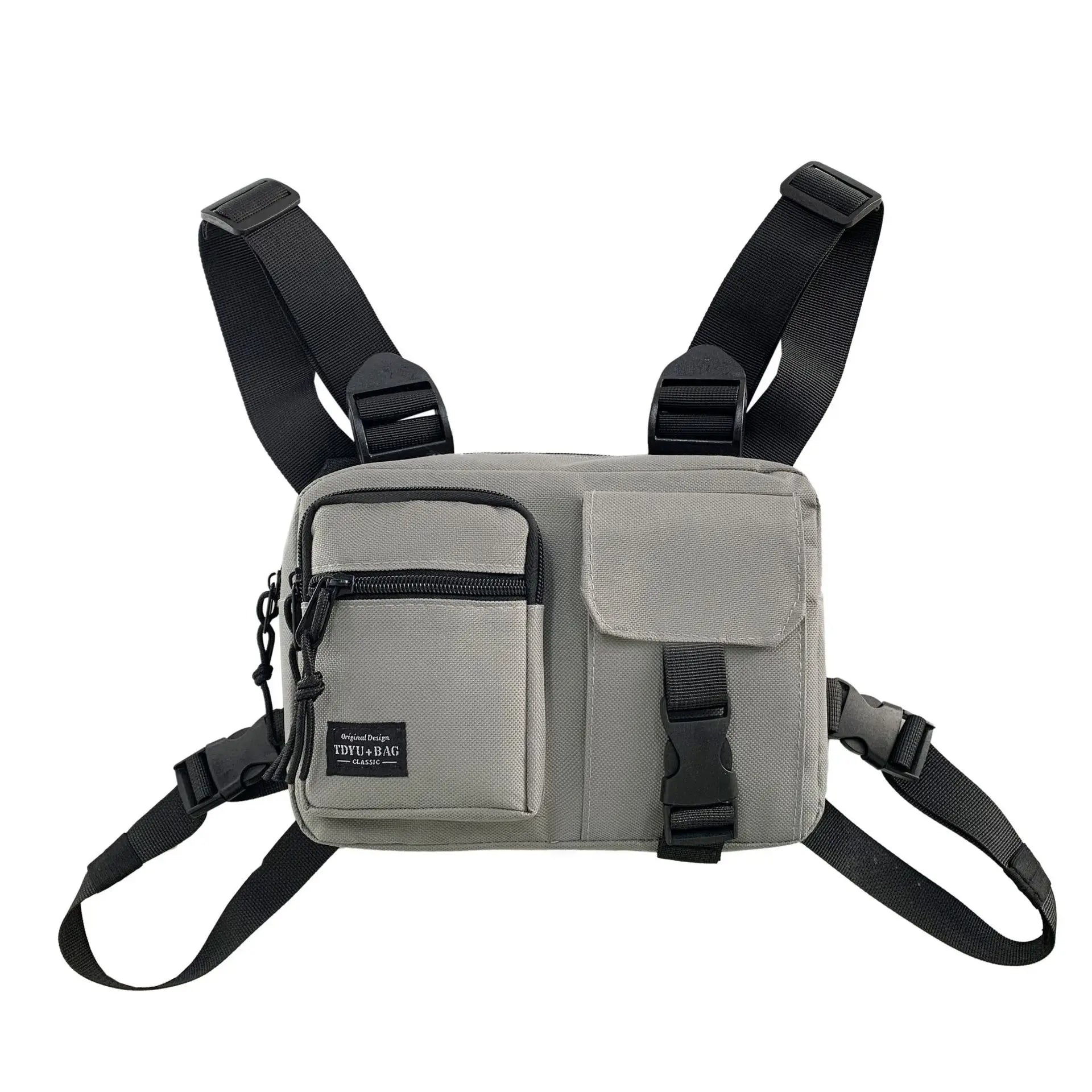 Orange Gray Techwear Vest Bag Chest Backpack Multi-Pockets