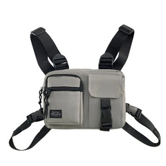 Orange Gray Techwear Vest Bag Chest Backpack Multi-Pockets