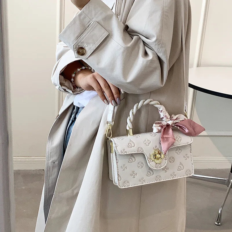 Metal Buckle Small Square Bag Single Shoulder Bag for Women