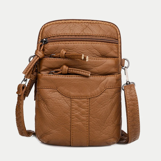 Vintage Soft Leather Crossbody Phone Purse Women Shoulder Bag
