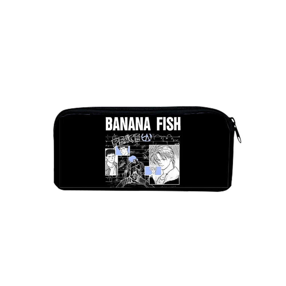 3D Banana Fish Student Large Capacity Pencil Bag School Zipper Pen Case