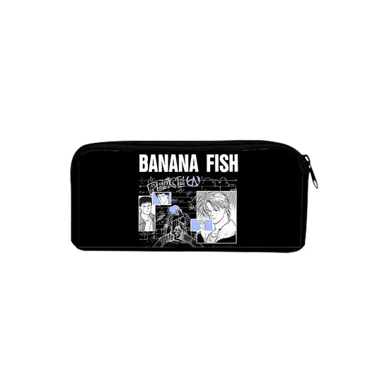 3D Banana Fish Student Large Capacity Pencil Bag School Zipper Pen Case