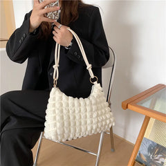 Autumn Solid Lingge Underarm Bag Women's Style Dumpling Bag