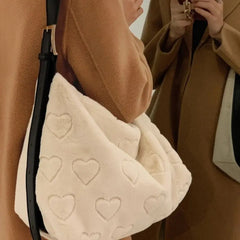 Plush One-Shoulder Bag Niche Ins Furry Love Messenger Bag