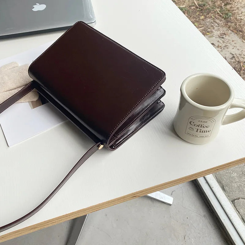 Vintage Oil Wax Leather Shoulder Bag for Women